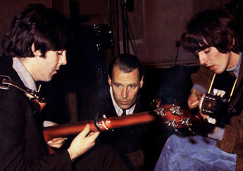 Paul McCartney, George Martin and George Harrison